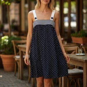 VTG Wet Seal Y2K Stretch Polka Dot Babydoll Mini Dress Coquette - Size Medium